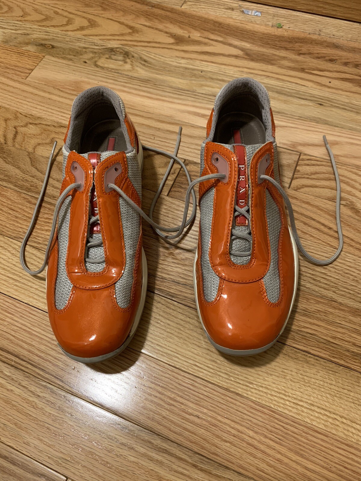 prada woman's orange sneakers | eBay