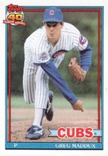 1991 Topps #35 Greg Maddux Dark Topps Logo Variation