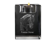 Cheval frison porte-bougie en cristal avec un cheval Art-Dog