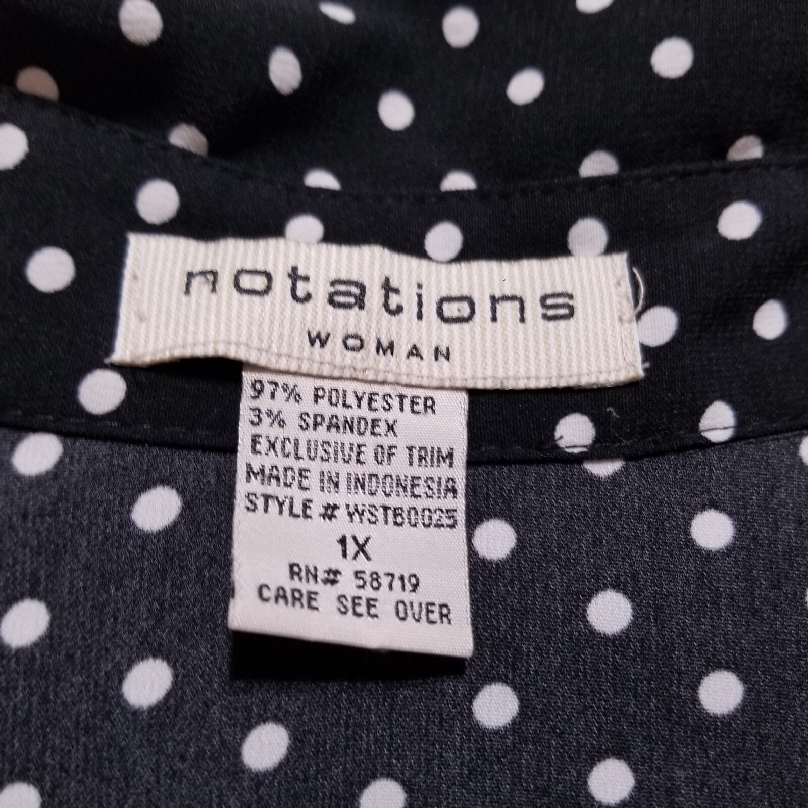 Notations Button Down Shirt Plus Size 1X Black Wh… - image 7