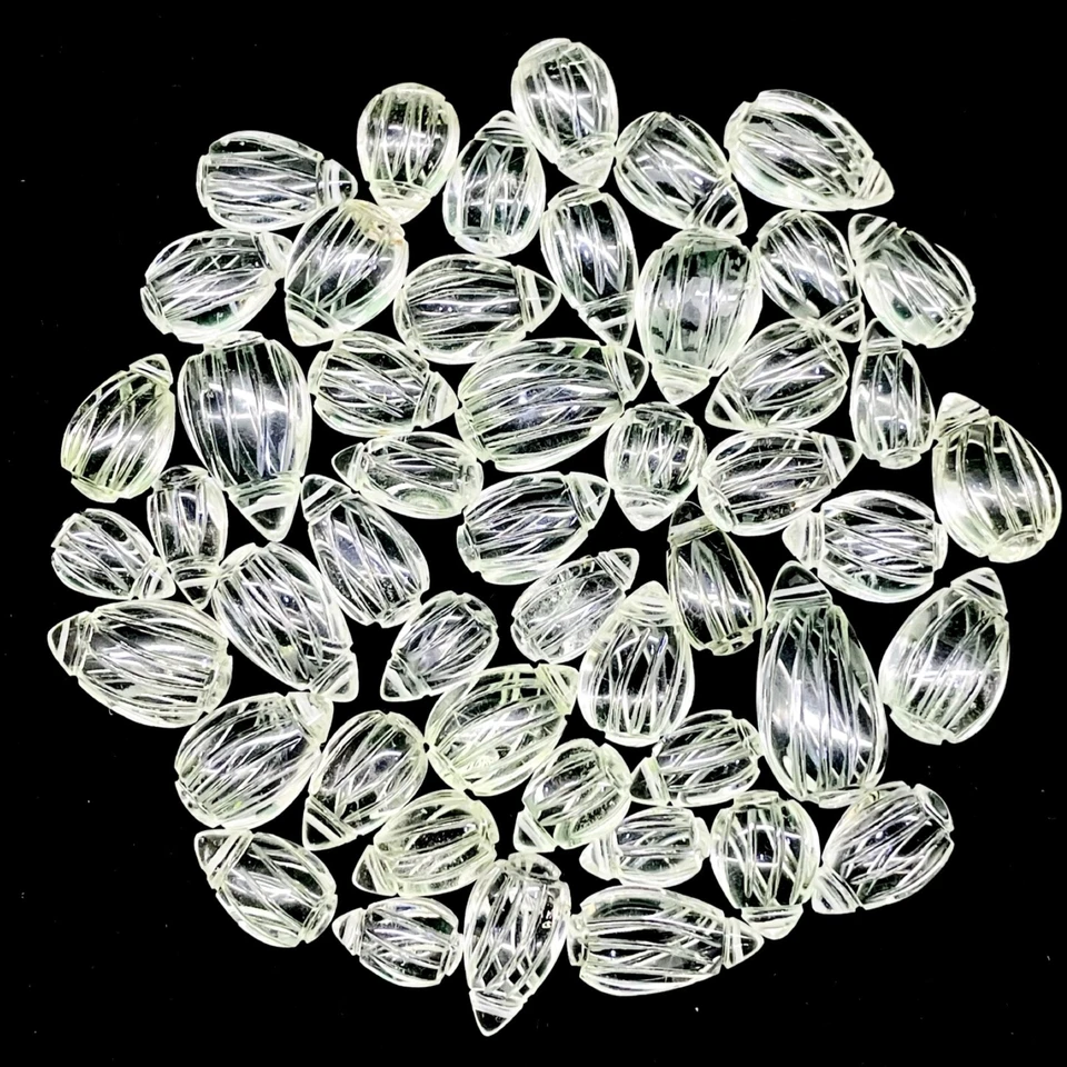 53 Pcs Natural White Crystal Quartz Carved Drilled Briolettes Loose Gems 8-19mm - Image 2 of 4