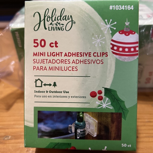 Holiday Living Mini Light Clips Adhesive Strips 50 Count 1034164 for