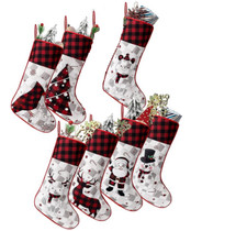 CHRISTMAS STOCKING 7 PACK 18IN BUFFALO PLAID HOLIDAY PARTY FRIEPLACE HOME DECOR