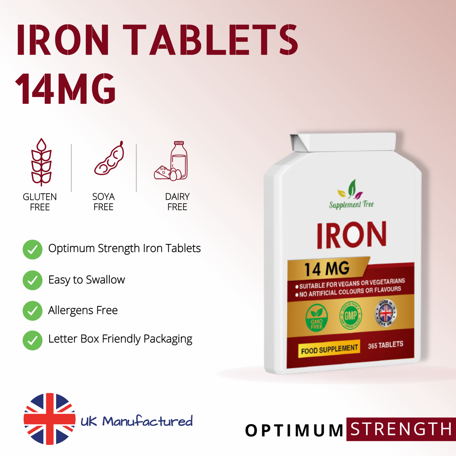 Iron 14mg (365 Tablets) Tiredness, Fatigue, Red Blood Cell, Anaemic Supplement 616663898108 eBay