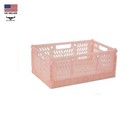 PINK 7-Quart Collapsible Stackable Crate 8"Wx5"Hx12"D Expanded Home Office Dorm