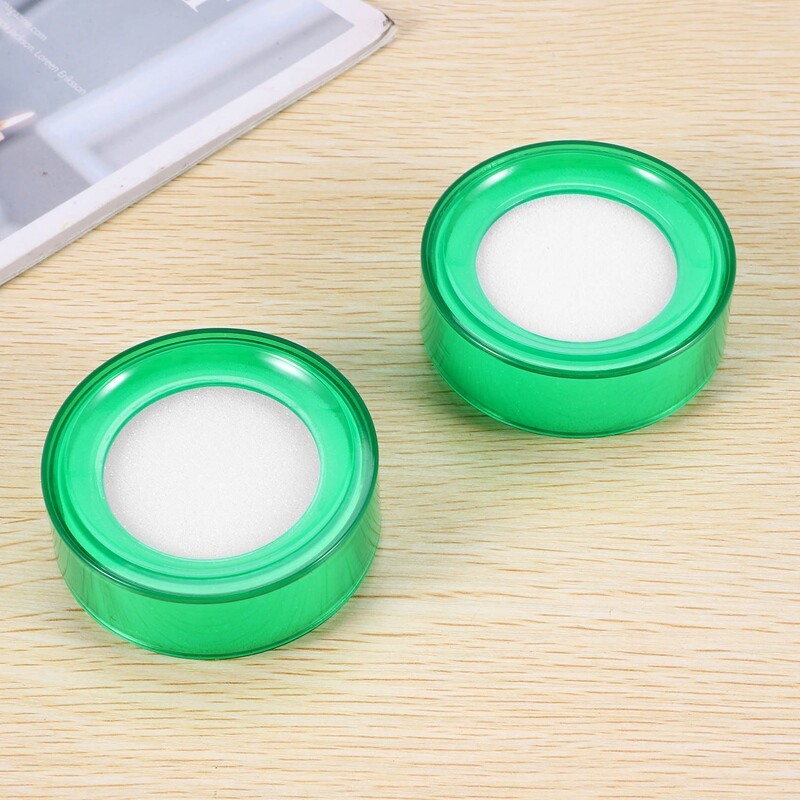2X( Green Plastic 7cm Dia Sponge Finger Wet Money Cashier 2 Pcs M8S8