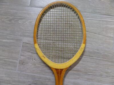 Ancienne raquette de tennis en bois 1900 vintage BELLE grain SPALDING