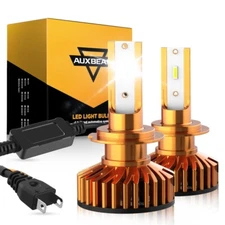 AUXBEAM LED Bulbs H7 Headlight High Low Beam Conversion Kit Super Bright 10000LM