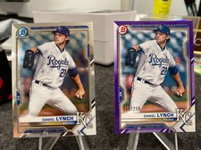 2021 Bowman DANIEL LYNCH Kansas City Royals Purple Paper #/250 And Chrome Base