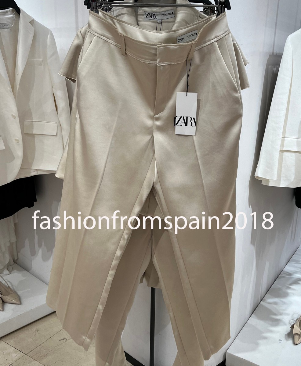 ZARA NEW WOMAN MID-RISE ZW COLLECTION HEAVY SATIN TROUSERS