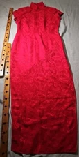 Shanghai Tang Qipao Dress Womens Size 16 Red Silk Kimono  Asian Traditional 