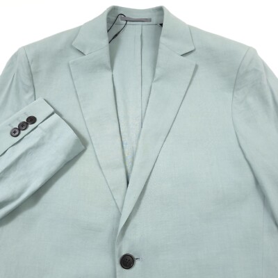 $445 Theory Clinton Unlined Blue Surf Green Linen Blazer Coat