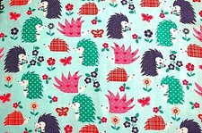 BTY FACE MASKS COLORFUL HEDGEHOGS FLOWERS 100 COTTON FLANNEL FABRIC 42x36"