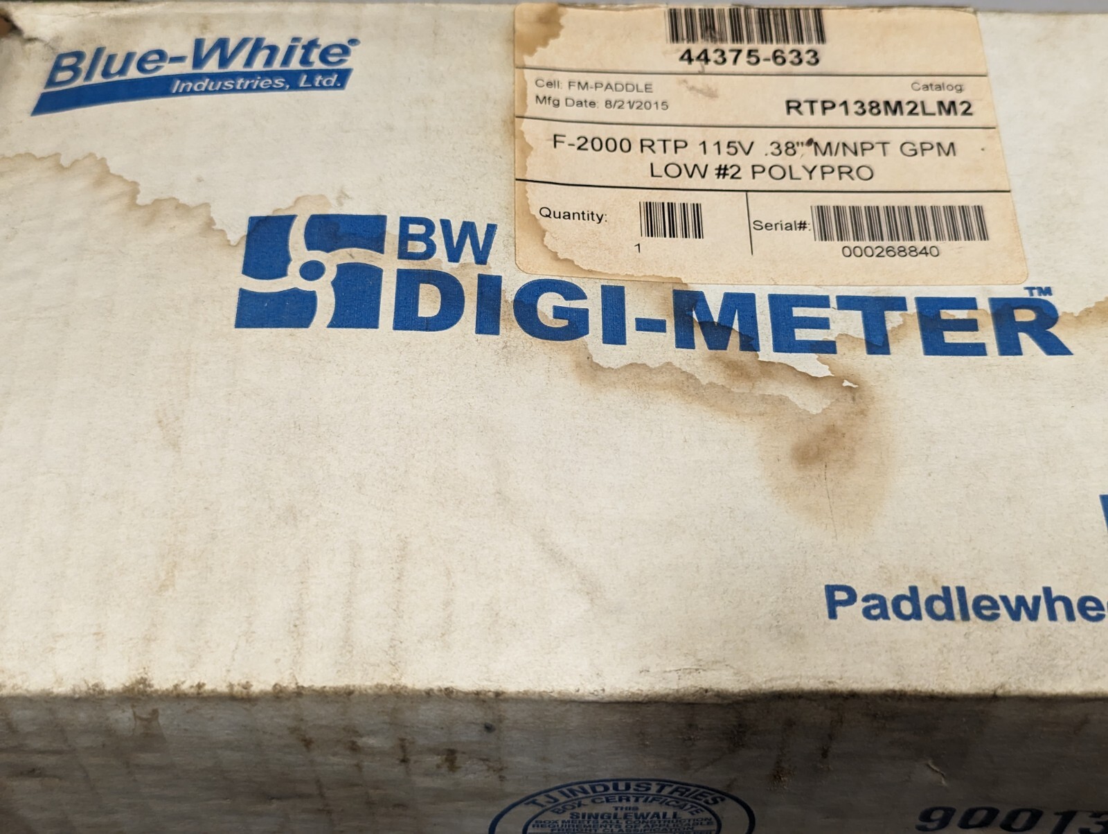 BlueWhite F2000 Digital Flow Monitoring System RTP138M2LM2 eBay