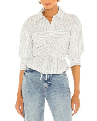 Jonathan Simkhai Sz 0 Sonya Shirt Striped J Tide Cotton Top Jacquard $395! NEW