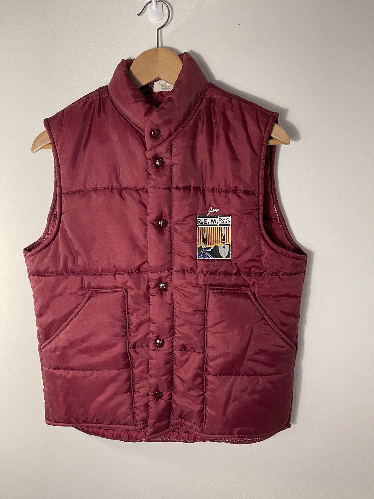 Vintage REM Document Work Tour Concert Puffy Vest 198… Gem
