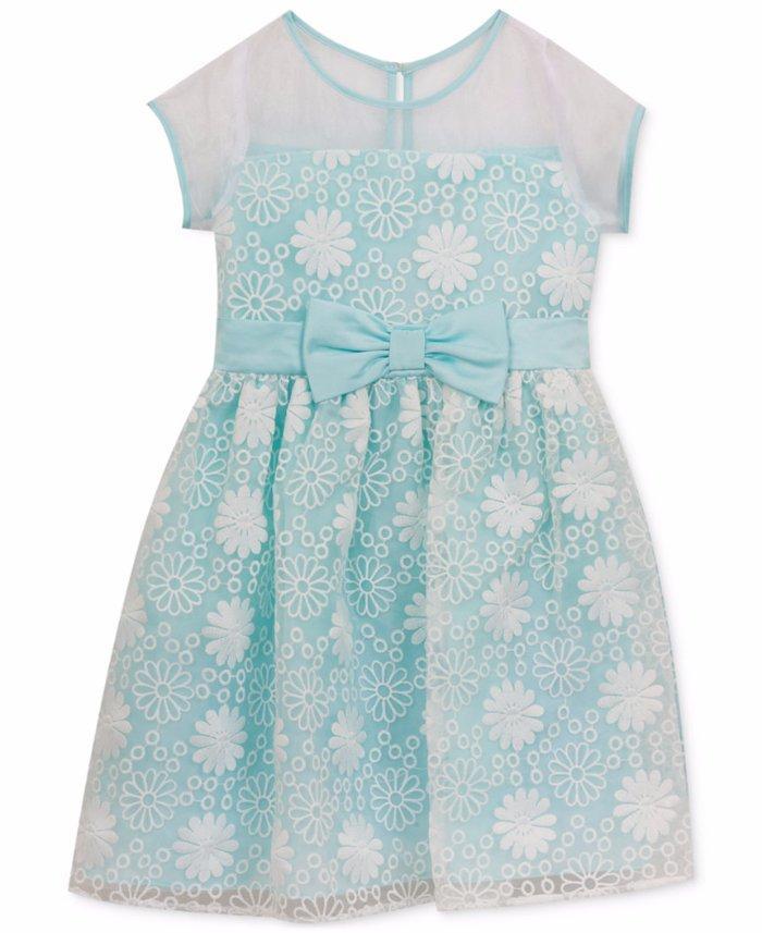 rare editions floral embroidered dress Rare Editions Kids' Little Girls Floral Embroidered Seersucker Dress In Blue