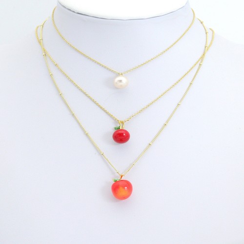 White Pearl Red Apple Charm Pendant,Sku#A489 - Picture 3 of 5