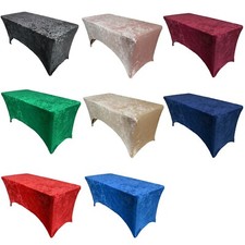 YCC Linens - Velvet Stretch Spandex Table Covers, Fitted Rectangular Tablecloths