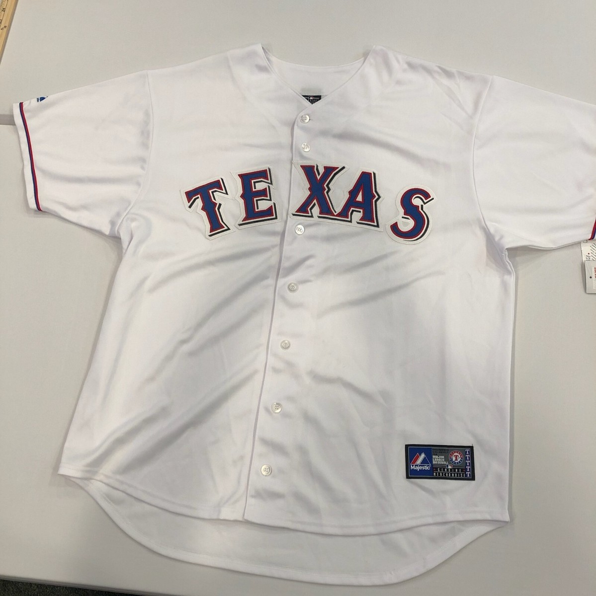 MLB マジェスティックレンジャーズ L MLB Texas Rangers Majestic Baseball Jersey home White NWT 2XL