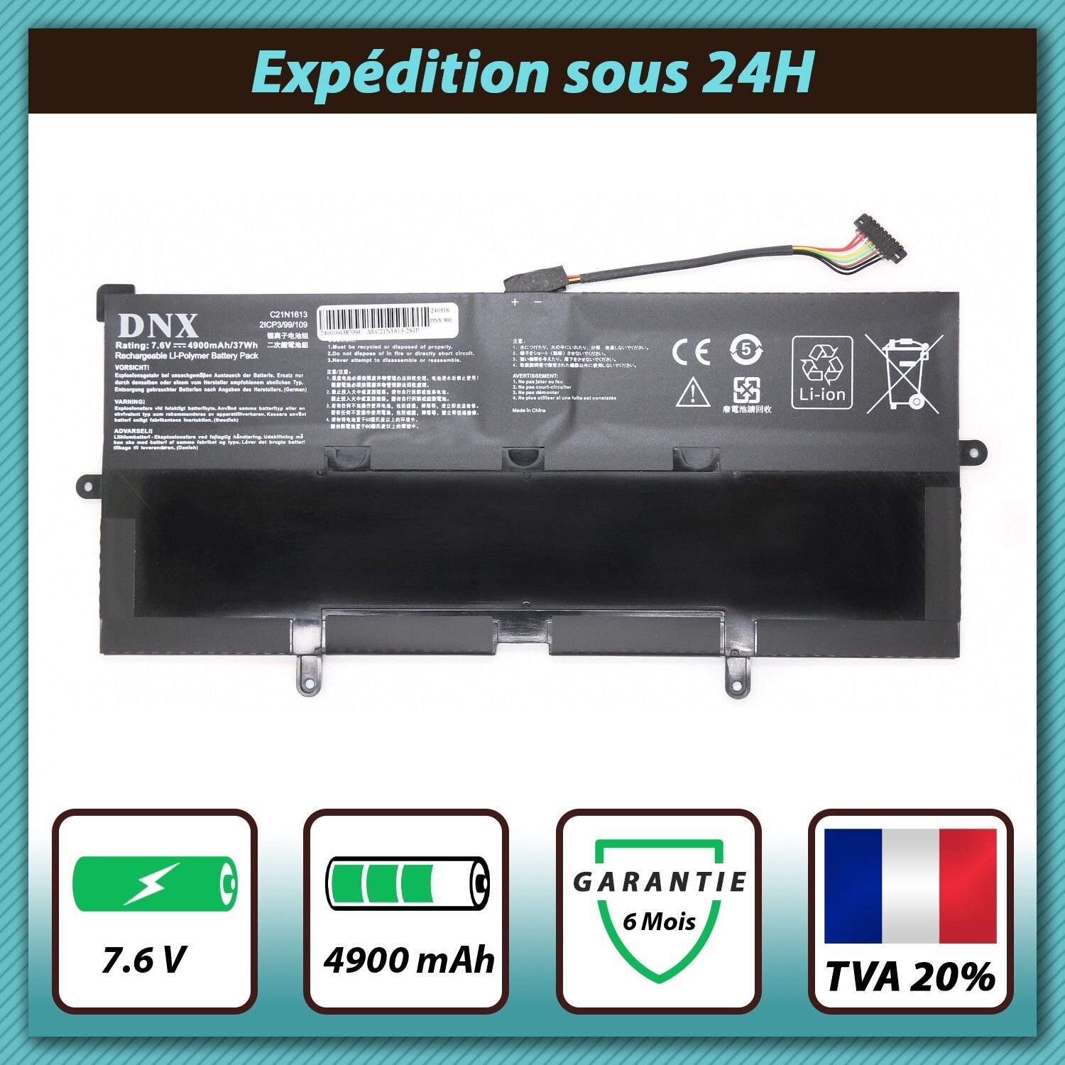 Batterie Asus Chromebook C302 portable pour travailler en voyage sans chargeur