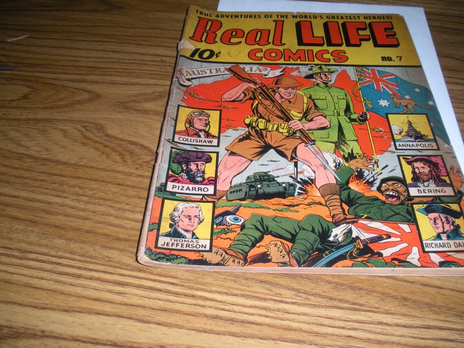REAL LIFE COMICS #7 WAR COVER ALEX SCHOMBERG ART SEPTEMBER 1942 GOOD+