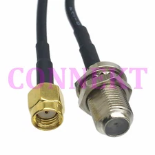 F TV female nut to RPSMA male straight crimp RG174 cable jumper pigtail 15cm