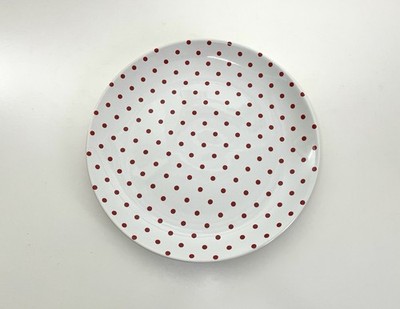 222 Fifth Red Dots Teller, Essteller, Kuchenteller, 11 Zoll