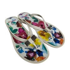 Coach Landon Floral Jelly Flip Flops Sandals Bow Thong Resort Shoes 9B Preppy