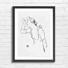 Minimalist Line Art Feminine Figure Black & White Framed Wall Art Print Large