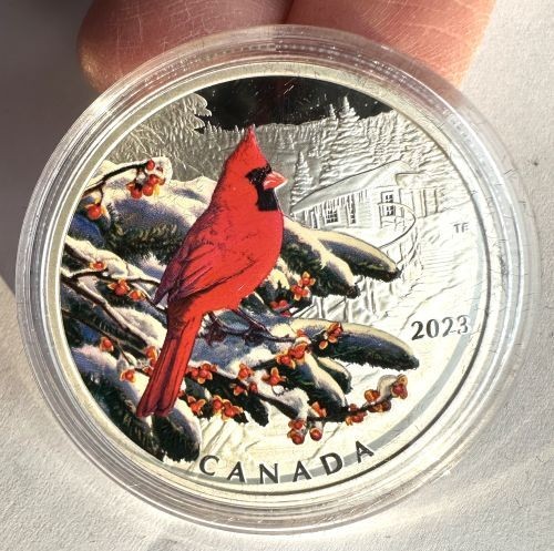 Beautiful 2023 Canada $20 Dollar Northern Cardinal .999 Silver Coin w/Box & COA