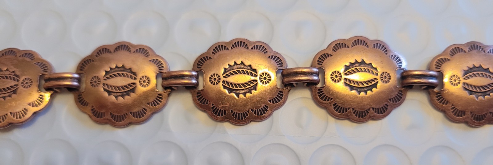 Native American  Copper Etched Conch Style Bracel… - image 5