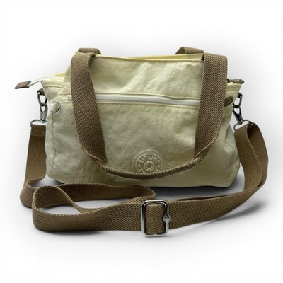 Kipling Elysia Medium Shoulder Bag Cream Nylon Multi Pocket AdjustableStrap