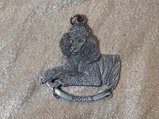 Vintage 2000 Pewter Poodle Keychain/Ornament Charm, H.M. Dog Decor Metal