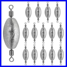 15Pcs Fishing Weights Sinkers Inline Trolling Sinkers with Inner Swivels | Eg...