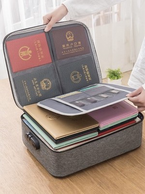 Travel Document Organizer w/ Lock | Waterproof A4 File Case | Gray 
