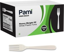 PAMI Heavy-Weight Plastic Utensils 1000 Ct Bulk  Disposable Forks Knives Spoons