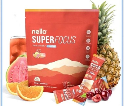 Fruit Punch SuperFocus Caffeinated Drink by Nello, Refreshing Mix