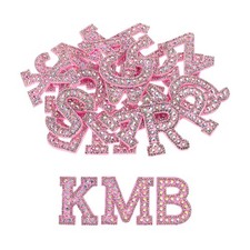 26Pcs Iron on Patch Decorative A-Z Pink Glitter Alphabet English Letters