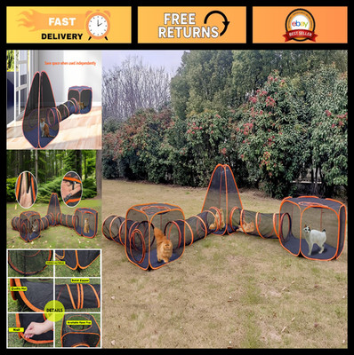 6-in-1 Portable Outdoor Cat Enclosure & Playpen Tent for Small Pets, Rabbits & F