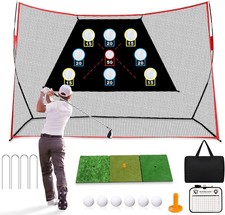 Professional Golf Net 10x7Ft Golf Practice Hitting Net W/ Scoring Target Cloth