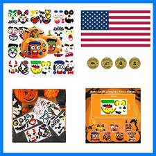 96 Halloween Pumpkin Decorating Stickers for Kids Crafts Vinyl Adhesive Pap...