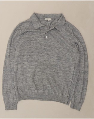 REISS Herren Polokragen Pullover Sweater Large Grau Baumwolle AR04