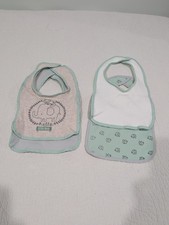 2-Pack Elephant Theme Baby Bibs, Tie Closure, White Green Gray
