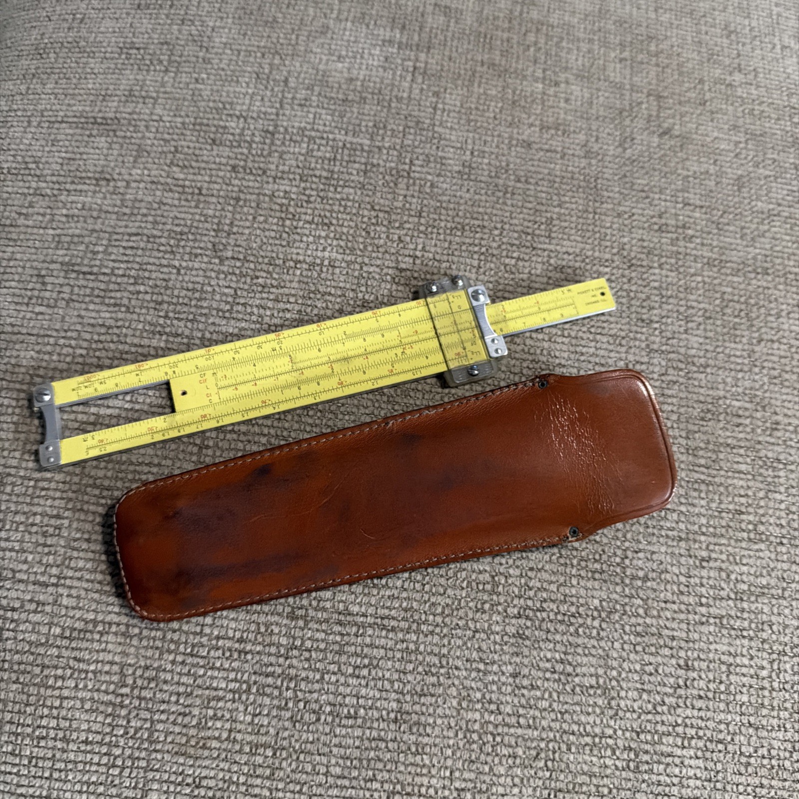 VINTAGE PICKETT & ECKEL N600 ES SLIDE RULE W/ LEATHER  CASE GOOD CONDITION