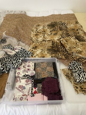 Huge Lot collection of animal print fabric scraps and textile materials