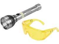 Yato Akku Led-Uv-Taschenlampe 3W Mit Schutzbrille Li-Ion 3,7V, 1500Mah YT-08588