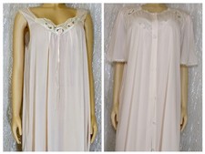 VTG Pink Silky Soft Lorraine Bust Nylon Lingerie Nightgown and Peignoir SET L
