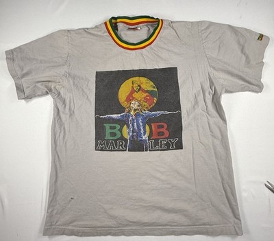 Rasta Reggae Roots Bob Marley Gray XXXL Graphic T-Shirt Rasta Colors