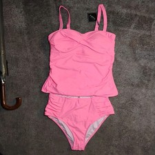 Zaful Solid Pink 2-Piece Tankini Bikini Bottoms D Cup Plus 1X Lined